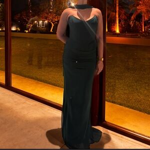 Elegant Evening Gown in Dark Green